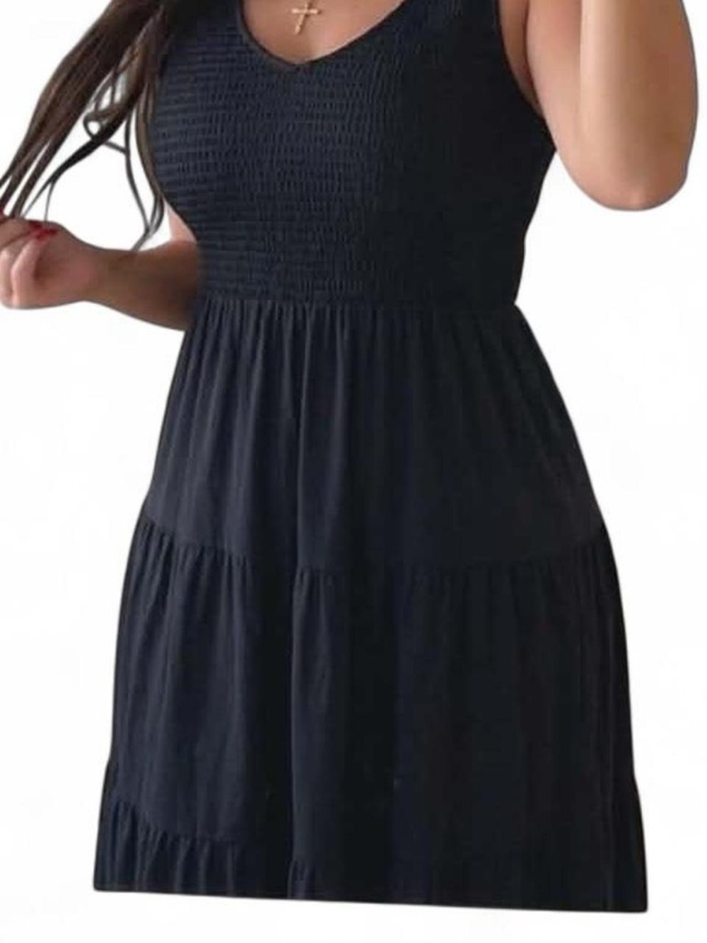 J. Jill Black Smocked Tank Midi Dress